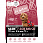 burns assistance dog food