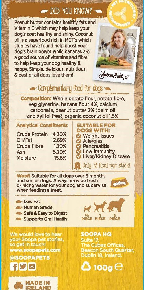 soopa dog pet food banana chew